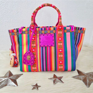 Kurt Geiger small southbank shopper bag crossbody fuchsia striped purse new NWT